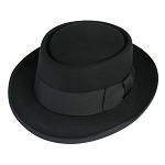 Deluxe Black Pork Pie Hat #HT27-01