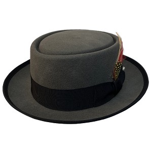 Deluxe Steel Grey Pork Pie Hat #HT27D-02B 